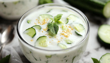 Lemon Electrolyte Drink + Mint-Flavored Yogurt+ Fresh Cucumber Strips