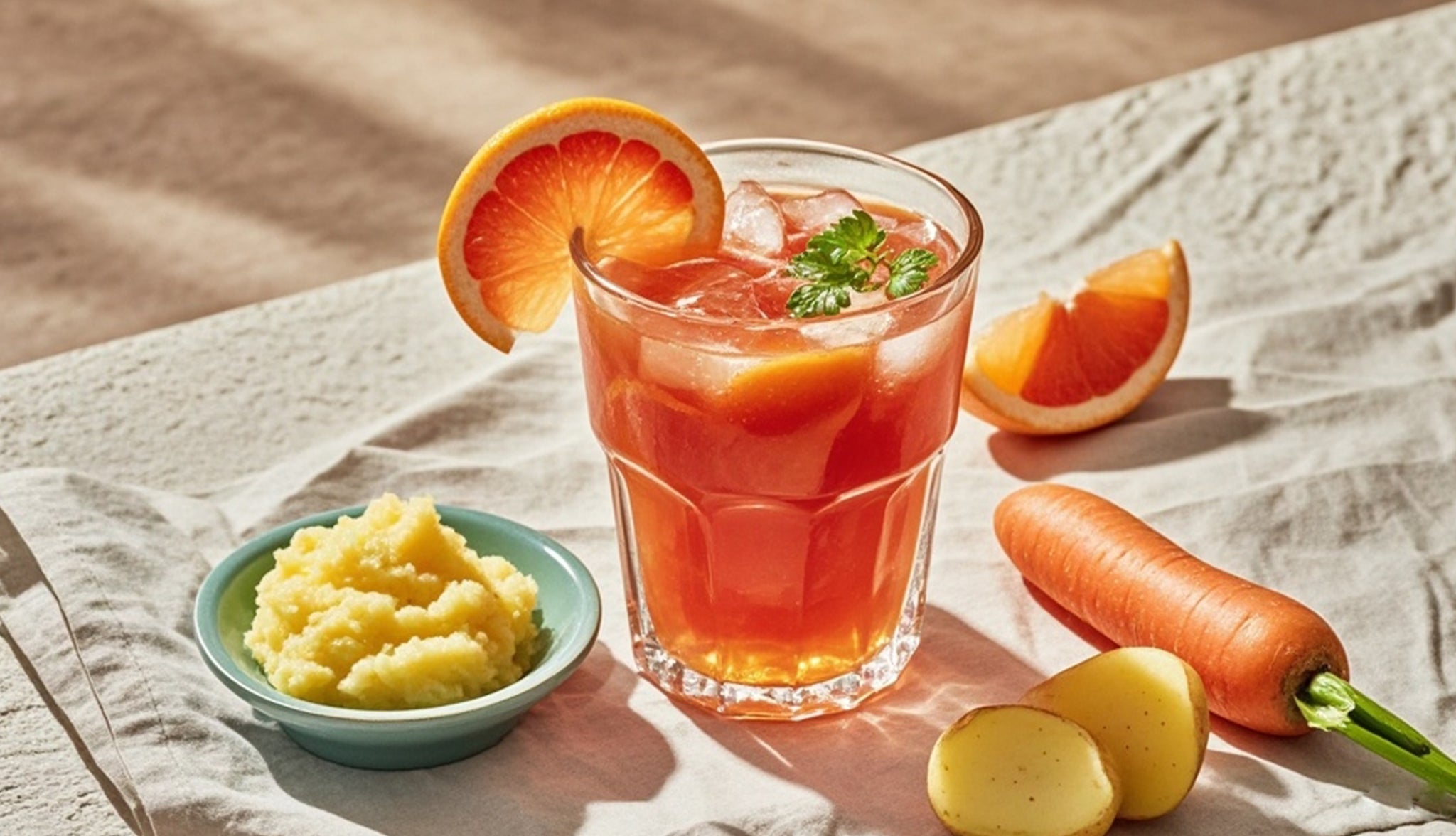 Grapefruit Electrolyte Drink + Hummus + Carrot Sticks