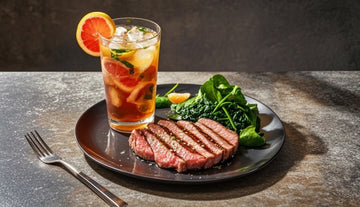 Grapefruit Electrolyte Drink + Roast Beef + Steamed Spinach