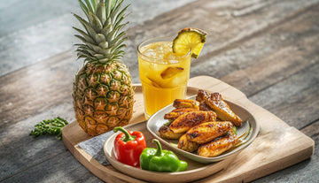 Pineapple Electrolyte Drink + Grilled Chicken Nuggets + Bell Pepper Strips