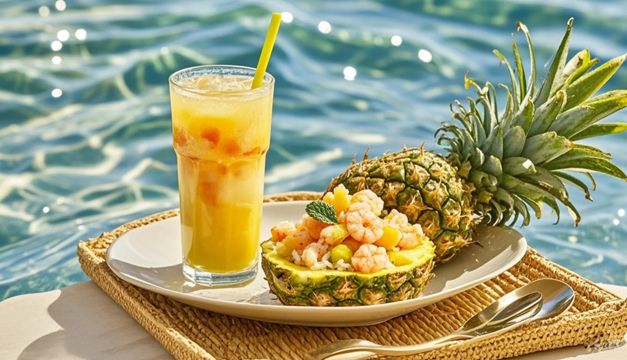 Pineapple Electrolyte Drink + Pineapple Shrimp Fried Rice